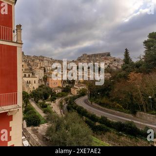 Blick auf die historische Altstadt von Ibla Ragusa im Südosten Siziliens Stockfoto