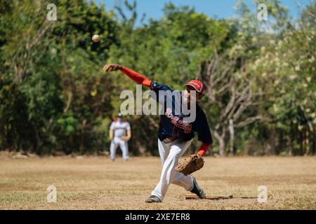 Baseballspiel in der Nähe von Escameca, Rivas, Nicaragua, Zentralamerika Copyright: BenxPipe 848-2896 nur redaktionelle Verwendung Stockfoto