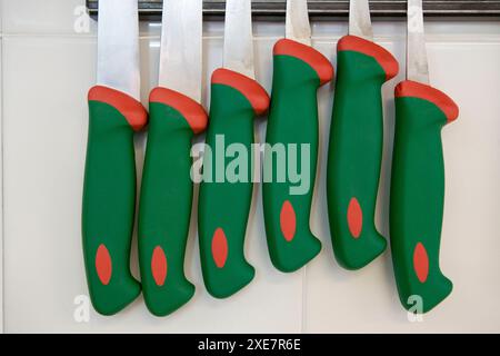 Messer. Luis Irizar Kochschule. Donostia, Gipuzkoa, Baskisches Land, Spanien Stockfoto