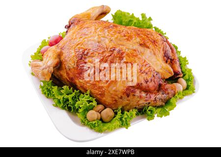 Teller mit geröstetem truthahn auf Teller Stockfoto