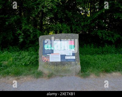 Schloss Neroche Hinweisschild zum Eintritt, Buckland St Mary, Chard, Somerset, Großbritannien Stockfoto