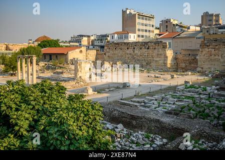 Antike Überreste der römischen Agora, die in Athen während der Römerzeit, Athen, Griechenland, am 24. August 2024 erbaut wurde Stockfoto