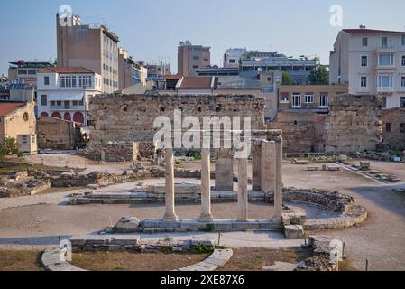 Antike Überreste der römischen Agora, die in Athen während der Römerzeit, Athen, Griechenland, am 24. August 2024 erbaut wurde Stockfoto