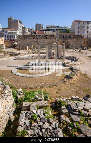 Antike Überreste der römischen Agora, die in Athen während der Römerzeit, Athen, Griechenland, am 17. August 2024 erbaut wurde Stockfoto