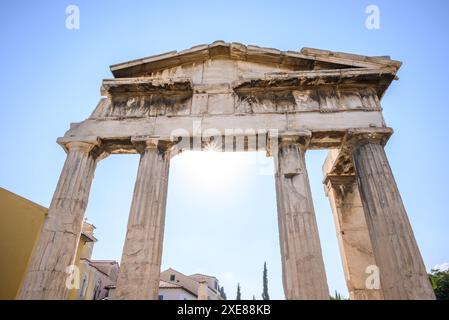 Antike Überreste der römischen Agora, die in Athen während der Römerzeit, Athen, Griechenland, am 17. August 2024 erbaut wurde Stockfoto