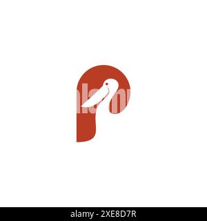 Letter P Pelican Logo Vorlage. Pelikan-Symbol Stock Vektor