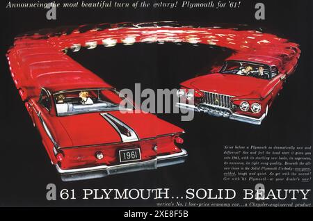 1961 Plymouth Fury Ad – die schönste Jahrhundertwende Stockfoto