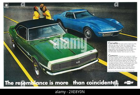 1968 Chevrolet Camaro SS Corvette String Ray Ad Stockfoto