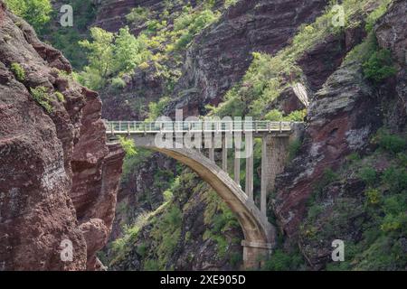 Steinbrücke über die Schlucht von Daluis, (Pont de la Mariée), Alpes-Maritimes Frankreich Stockfoto