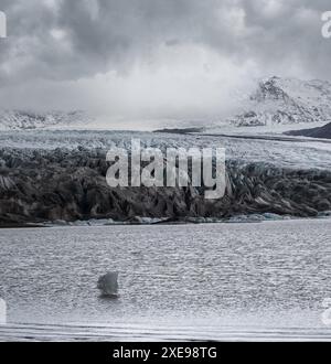 Skaftafellsjokull-Gletscher, Island. Gletscherzunge gleitet von der Vatnajokull-Eiskappe oder dem Vatna-Gletscher in der Nähe des subglazialen Esjufjolls Stockfoto