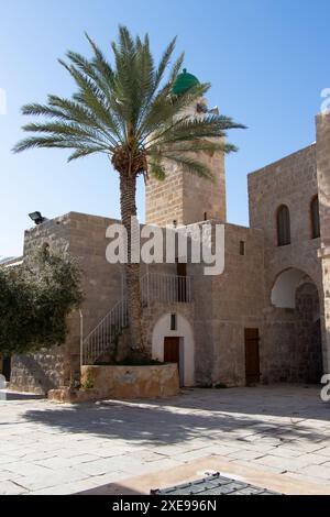 Nebo Musa, Moschee und alte Karawanserei. Prophet Moses Grabstätte in der Wüste Judäa. Stockfoto