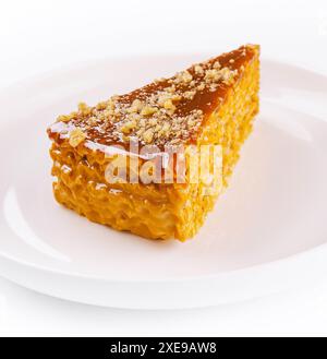 Kuchen aus Vanille und Sahne. Dessertkuchen. Stockfoto