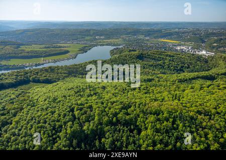 Luftaufnahme, Waldgebiet Ardeywald, Harkortsee und Wetter Ruhr, im Wald der Kleingartenverband Ostland e.V., links Blick nach W Stockfoto