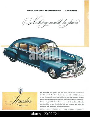 1946 Ford Lincoln Werbespot Stockfoto