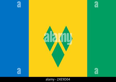 Flagge von St. Vincent und den Grenadinen. St. Vincent und die Grenadinen-Flagge auf Stoffoberfläche. Stockfoto