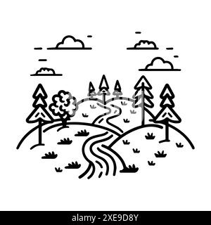 Trailsymbol oder modernes Liniensymbol. Vektorgrafik und Ikonendesign mit auffälligen Konturen. Schwarz-weiß Pixel Perfect minimalistisches Symbol isoliert weiß Stock Vektor