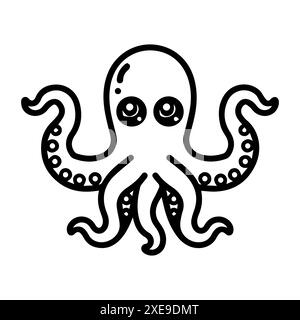 Oktopus-Symbol oder modernes Liniensymbol. Vektorgrafik und Ikonendesign mit auffälligen Konturen. Schwarz-weiß Pixel Perfect minimalistisches Symbol isoliert weiß Stock Vektor