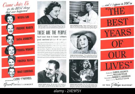 1946 The Best Years of Our Lives Originalfilmposter unter der Regie von William Wyler mit Myrna Loy, Fredric March und Dana Andrews Stockfoto