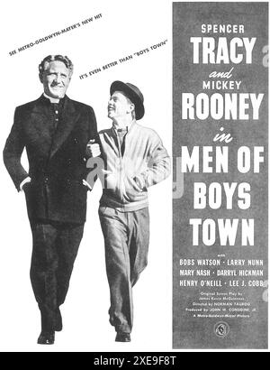 1941 Men of Boys Town Filmplakat mit Spencer Tracy und Mickey Rooney. Direktor Norman Taurog Stockfoto