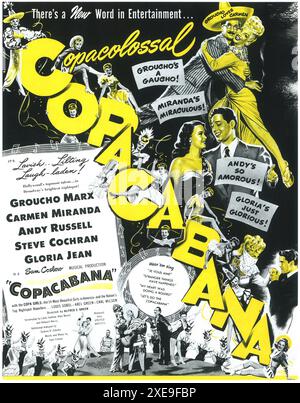 1947 COPACABANA-FILMPOSTER. Ein Musical mit Groucho Marx und Carmen Miranda. Regie: Alfred E. Green Stockfoto