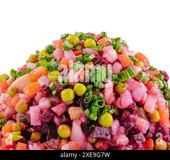 Salat Vinaigrette mit gekochtem Gemüse in Nahaufnahme Stockfoto