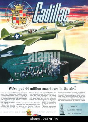 1944 WW2 Cadillac Flugzeugteile Air Force Ad Stockfoto