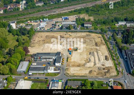 Luftaufnahme, Baustelle im Gewerbegebiet am Trimbuschhof, Sodingen, Herne, Ruhrgebiet, Nordrhein-Westfalen, Deutschland, Luftbild, BU Stockfoto