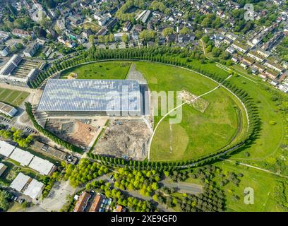 Luftansicht, Akademie Mont-Cenis, Ausbildungsakademie des Innenministeriums des Landes Nordrhein-Westfalen, im Ovalbaumkreis, tr Stockfoto