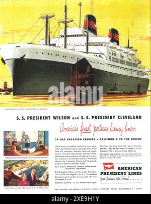 1947 S. S. President Wilson, American President Lines Ad Stockfoto