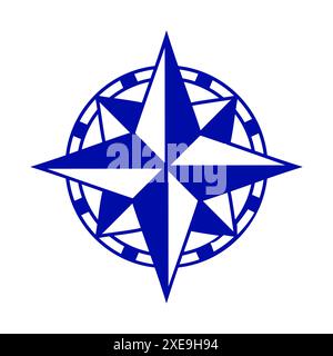 Vintage-Windrosen-Symbol, einfache flache Silhouette-Ikone Stock Vektor