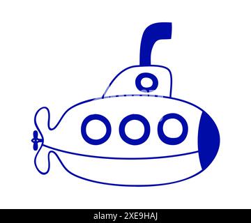 Doodle U-Boot-Symbol, einfache flache Silhouette-Symbol Stock Vektor