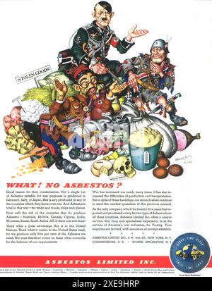 1942 Asbest Ltd Ad - Nazi-Karikatur - gestohlene Waren Stockfoto