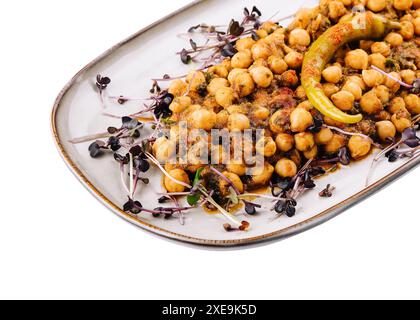 Scharfes Kichererbsencurry, chana Masala oder Choley in Teller mit Chapati Stockfoto