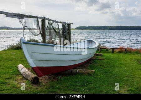 Fischerboot auf der Schlei in Schleswig Holstein. Stockfoto