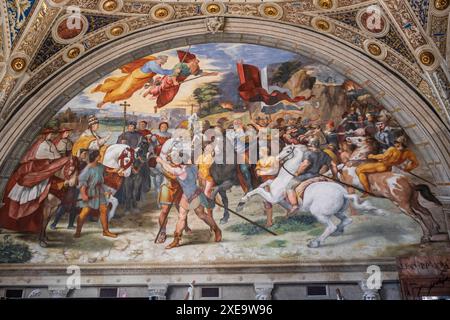 Begegnung von Papst Leo dem Großen mit Attila Fresco im Jahr 1513-1514 Stockfoto