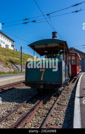 Die legendäre Lokomotive Nr. 7, gebaut 1873 in Goldau, Schweiz. Stockfoto