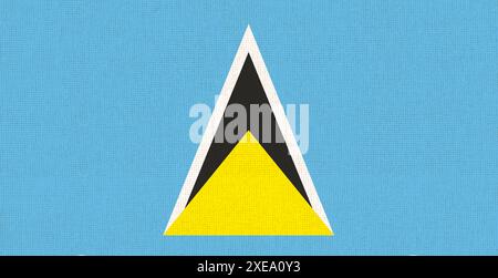Flagge von St. Lucia. Saint-Lucia-Flagge auf Stoffoberfläche. Stoffstruktur. Nationales Symbol. Karibik Stockfoto