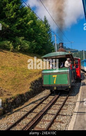 Die legendäre Lokomotive Nr. 7, gebaut 1873 in Goldau, Schweiz. Stockfoto