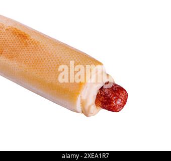 Französischer Hotdog isoliert auf weißem Hintergrund Stockfoto