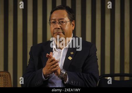 Porträt des bolivianischen Präsidenten Luis Arce auf dem Mercosur-Gipfel - Rio de Janeiro, Brasilien 12.07.2023 Stockfoto