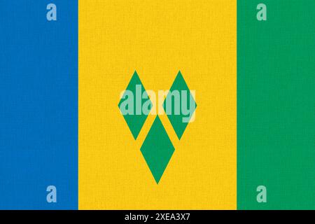 Flagge von St. Vincent und den Grenadinen. St. Vincent und die Grenadinen-Flagge auf Stoffoberfläche. F Stockfoto