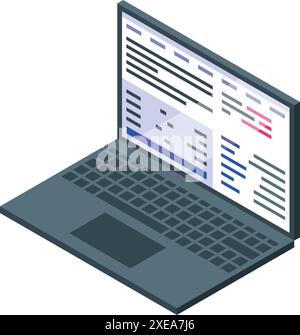 Öffnen Sie den Laptop, und zeigen Sie Zeilen mit Programmiercode auf dem Bildschirm für die Softwareentwicklung an Stock Vektor