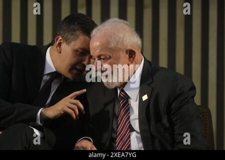 Die Präsidenten Lula da Silva und Santiago Peña, Brasilien und Paraguay, beim Mercosur-Gipfel - Rio de Janeiro, Brasilien 12.07.2023 Stockfoto