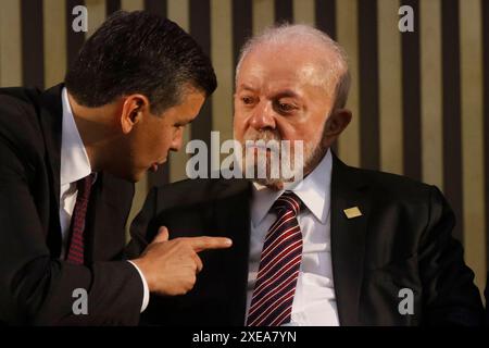Die Präsidenten Lula da Silva und Santiago Peña, Brasilien und Paraguay, beim Mercosur-Gipfel - Rio de Janeiro, Brasilien 12.07.2023 Stockfoto