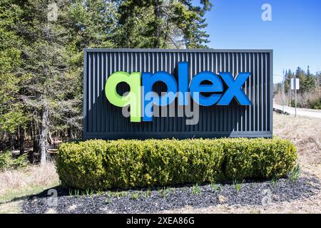 Schild für das QPlex Recreation Centre im Sherwood Park in Quispamsis, New Brunswick, Kanada Stockfoto