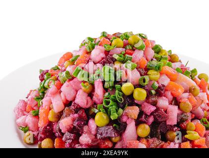 Salat Vinaigrette mit gekochtem Gemüse auf Teller Stockfoto