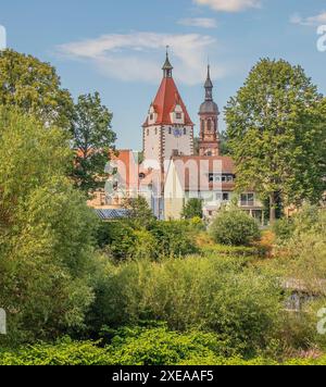 Gengenbach mit Kinzigtortum und der Stadtkirche St. Marien Stockfoto