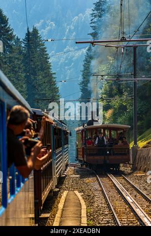 Die legendäre Lokomotive Nr. 7, gebaut 1873 in Goldau, Schweiz. Stockfoto