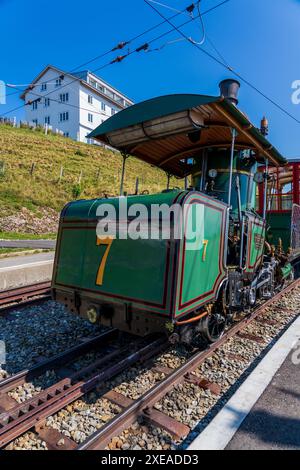 Die legendäre Lokomotive Nr. 7, gebaut 1873 in Goldau, Schweiz. Stockfoto