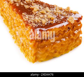 Kuchen aus Vanille und Sahne. Dessertkuchen. Stockfoto